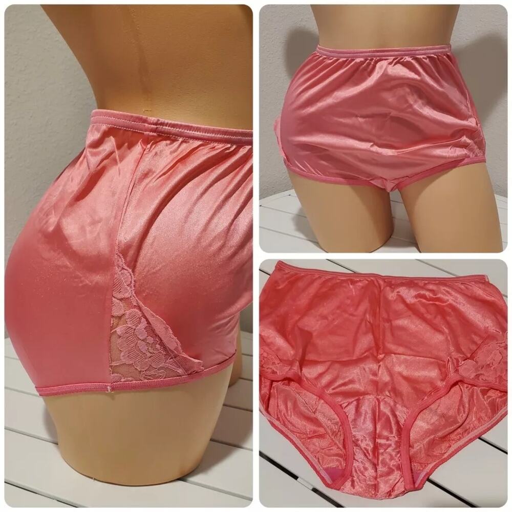 Vanity Fair Lace Nouveau Nylon Full Cut Panty Lace Shiny Magic Pink